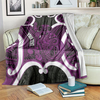 Waiporoporo Aotearoa Atua Tumatauenga Personalised Blanket Maori God Of War Tiki With Taiaha LT14 Purple - Polynesian Pride