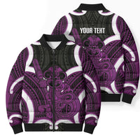 Waiporoporo Aotearoa Atua Tumatauenga Personalised Bomber Puffer Jacket Maori God Of War Tiki With Taiaha LT14 - Polynesian Pride