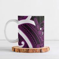 Waiporoporo Aotearoa Atua Tumatauenga Ceramic Mug Maori God Of War Tiki With Taiaha LT14 Purple - Polynesian Pride
