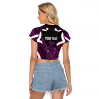 Waiporoporo Aotearoa Atua Tumatauenga Personalised Raglan Cropped T Shirt Maori God Of War Tiki With Taiaha LT14 - Polynesian Pride