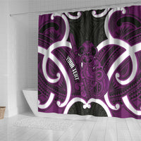 Waiporoporo Aotearoa Atua Tumatauenga Personalised Shower Curtain Maori God Of War Tiki With Taiaha LT14 - Polynesian Pride