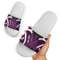 Waiporoporo Aotearoa Atua Tumatauenga Personalised Slide Sandals Maori God Of War Tiki With Taiaha LT14 - Polynesian Pride