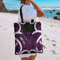 Waiporoporo Aotearoa Atua Tumatauenga Personalised Tote Bag Maori God Of War Tiki With Taiaha LT14 - Polynesian Pride