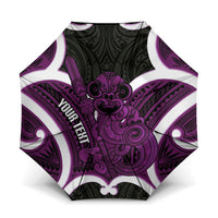 Waiporoporo Aotearoa Atua Tumatauenga Personalised Umbrella Maori God Of War Tiki With Taiaha LT14 One Size Folded 11.42 inch Opened Diameter 37.4 inch Purple - Polynesian Pride