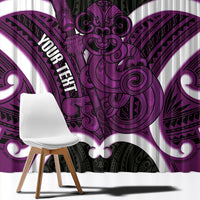 Waiporoporo Aotearoa Atua Tumatauenga Personalised Window Curtain Maori God Of War Tiki With Taiaha LT14 - Polynesian Pride