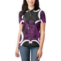 Waiporoporo Aotearoa Atua Tumatauenga Personalised Women Polo Shirt Maori God Of War Tiki With Taiaha LT14 - Polynesian Pride