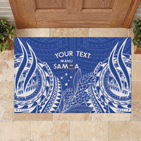 Custom Manu Samoa Rugby 2024 Rubber Doormat Go Champions Samoan Tattoo LT14 Blue - Polynesian Pride