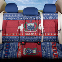 Personalised Samoa Christmas Back Car Seat Cover Samoan Coat Of Arms Manuia Le Kirisimas LT14 One Size Blue - Polynesian Pride