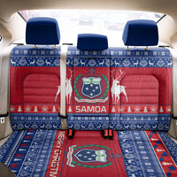 Personalised Samoa Christmas Back Car Seat Cover Samoan Coat Of Arms Manuia Le Kirisimas LT14 - Polynesian Pride