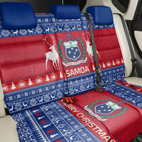 Personalised Samoa Christmas Back Car Seat Cover Samoan Coat Of Arms Manuia Le Kirisimas LT14 - Polynesian Pride