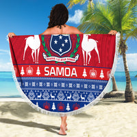 Personalised Samoa Christmas Beach Blanket Samoan Coat Of Arms Manuia Le Kirisimas LT14 - Wonder Print Shop