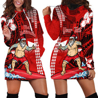 Personalised Hawaii Christmas Hoodie Dress Mele Kalikimaka Surfing Santa Claus LT14 - Polynesian Pride