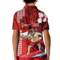 Personalised Hawaii Christmas Kid Polo Shirt Mele Kalikimaka Surfing Santa Claus LT14 - Polynesian Pride