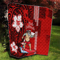 Personalised Hawaii Christmas Quilt Mele Kalikimaka Surfing Santa Claus LT14 - Polynesian Pride