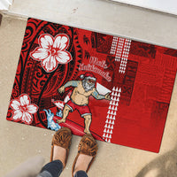Personalised Hawaii Christmas Rubber Doormat Mele Kalikimaka Surfing Santa Claus LT14 - Polynesian Pride