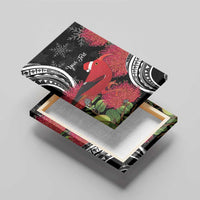 Personalized Mele Kalikimaka Hawaii Canvas Wall Art I'iwi Bird With Ohia Lehua - Black Color