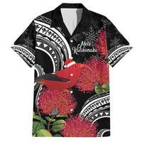 Personalized Mele Kalikimaka Hawaii Family Matching Tank Maxi Dress and Hawaiian Shirt I'iwi Bird With Ohia Lehua - Black Color