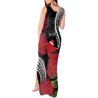 Personalized Mele Kalikimaka Hawaii Tank Maxi Dress I'iwi Bird With Ohia Lehua - Black Color