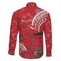 Personalized Mele Kalikimaka Hawaii Family Matching Puletasi and Hawaiian Shirt I'iwi Bird With Ohia Lehua - Red Color