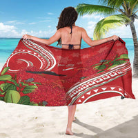 Personalized Mele Kalikimaka Hawaii Sarong I'iwi Bird With Ohia Lehua - Red Color