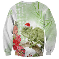 Pastel Green Hawaii Chameleon Christmas Sweatshirt Mele Kalikimaka Kakau - Watercolor
