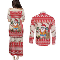 Hawaii Christmas Six Seven Couples Matching Puletasi and Long Sleeve Button Shirt Mele Kalikimaka Funny Santa 67 Gen Alpha Slang - Polynesian Pride