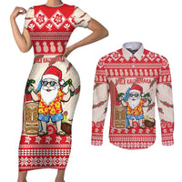 Hawaii Christmas Six Seven Couples Matching Short Sleeve Bodycon Dress and Long Sleeve Button Shirt Mele Kalikimaka Funny Santa 67 Gen Alpha Slang - Polynesian Pride