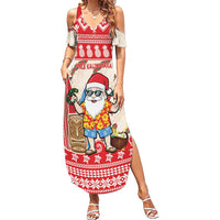 Hawaii Christmas Six Seven Family Matching Summer Maxi Dress and Hawaiian Shirt Mele Kalikimaka Funny Santa 67 Gen Alpha Slang LT14 Red - Polynesian Pride