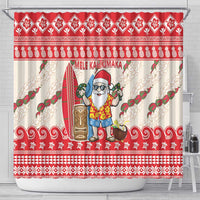 Hawaii Christmas Six Seven Shower Curtain Mele Kalikimaka Funny Santa 67 Gen Alpha Slang - Polynesian Pride