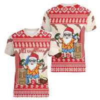 Hawaii Christmas Six Seven Women V-Neck T-Shirt Mele Kalikimaka Funny Santa 67 Gen Alpha Slang - Polynesian Pride