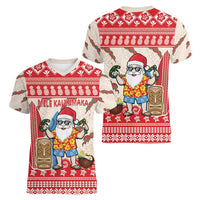 Hawaii Christmas Six Seven Women V-Neck T-Shirt Mele Kalikimaka Funny Santa 67 Gen Alpha Slang - Polynesian Pride