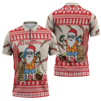 Hawaii Christmas Six Seven Zipper Polo Shirt Mele Kalikimaka Funny Santa 67 Gen Alpha Slang - Polynesian Pride