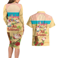 Aloha Hawaii Mele Kalikimaka Couples Matching Long Sleeve Bodycon Dress and Hawaiian Shirt Beachy Funny Santa Hawaiian Lei - Polynesian Pride