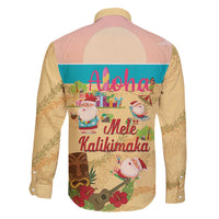 Aloha Hawaii Mele Kalikimaka Family Matching Off The Shoulder Long Sleeve Dress and Hawaiian Shirt Beachy Funny Santa Hawaiian Lei - Polynesian Pride