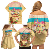 Aloha Hawaii Mele Kalikimaka Family Matching Off Shoulder Short Dress and Hawaiian Shirt Beachy Funny Santa Hawaiian Lei - Polynesian Pride