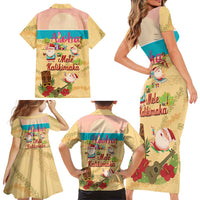 Aloha Hawaii Mele Kalikimaka Family Matching Short Sleeve Bodycon Dress and Hawaiian Shirt Beachy Funny Santa Hawaiian Lei - Polynesian Pride