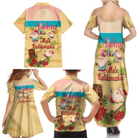 Aloha Hawaii Mele Kalikimaka Family Matching Summer Maxi Dress and Hawaiian Shirt Beachy Funny Santa Hawaiian Lei - Polynesian Pride