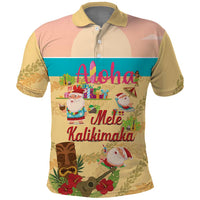 Aloha Hawaii Mele Kalikimaka Polo Shirt Beachy Funny Santa Hawaiian Lei LT14 Yellow - Polynesian Pride