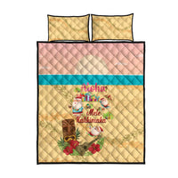 Aloha Hawaii Mele Kalikimaka Quilt Bed Set Beachy Funny Santa Hawaiian Lei - Polynesian Pride