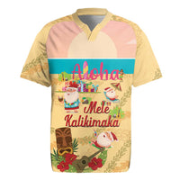 Aloha Hawaii Mele Kalikimaka Rugby Jersey Beachy Funny Santa Hawaiian Lei LT14 Yellow - Polynesian Pride