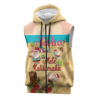 Aloha Hawaii Mele Kalikimaka Sleeveless Zip Hoodie Beachy Funny Santa Hawaiian Lei LT14