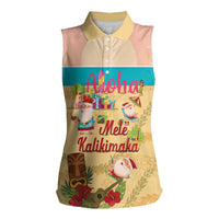 Aloha Hawaii Mele Kalikimaka Women Sleeveless Polo Shirt Beachy Funny Santa Hawaiian Lei - Polynesian Pride