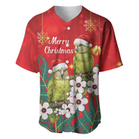 New Zealand Kakapo Christmas Baseball Jersey Owl Parrot Santa Sliver Fern Manuka - Red - Polynesian Pride