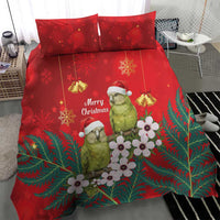 New Zealand Kakapo Christmas Bedding Set Owl Parrot Santa Sliver Fern Manuka - Red - Polynesian Pride