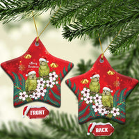 New Zealand Kakapo Christmas Ceramic Ornament Owl Parrot Santa Sliver Fern Manuka - Red - Polynesian Pride