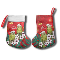 New Zealand Kakapo Christmas Stocking Owl Parrot Santa Sliver Fern Manuka - Red - Polynesian Pride