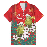 New Zealand Kakapo Christmas Family Matching Long Sleeve Bodycon Dress and Hawaiian Shirt Owl Parrot Santa Sliver Fern Manuka - Red - Polynesian Pride