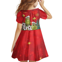 New Zealand Kakapo Christmas Family Matching Mermaid Dress and Hawaiian Shirt Owl Parrot Santa Sliver Fern Manuka - Red - Polynesian Pride