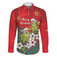 New Zealand Kakapo Christmas Family Matching Off Shoulder Short Dress and Hawaiian Shirt Owl Parrot Santa Sliver Fern Manuka - Red - Polynesian Pride
