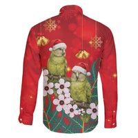 New Zealand Kakapo Christmas Family Matching Off Shoulder Short Dress and Hawaiian Shirt Owl Parrot Santa Sliver Fern Manuka - Red - Polynesian Pride